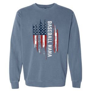 Baseball Nana American Flag Grandma Grandson 4th Of July Garment-Dyed Sweatshirt