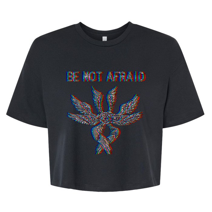 Be Not Afraid Biblically Accurate Angel Seraphim Glitch Bella+Canvas Jersey Crop Tee