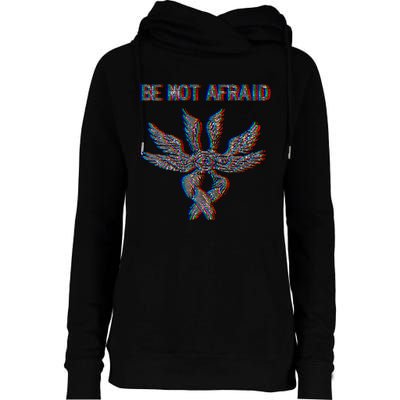 Be Not Afraid Biblically Accurate Angel Seraphim Glitch Womens Funnel Neck Pullover Hood