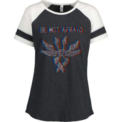 Be Not Afraid Biblically Accurate Angel Seraphim Glitch Enza Ladies Jersey Colorblock Tee