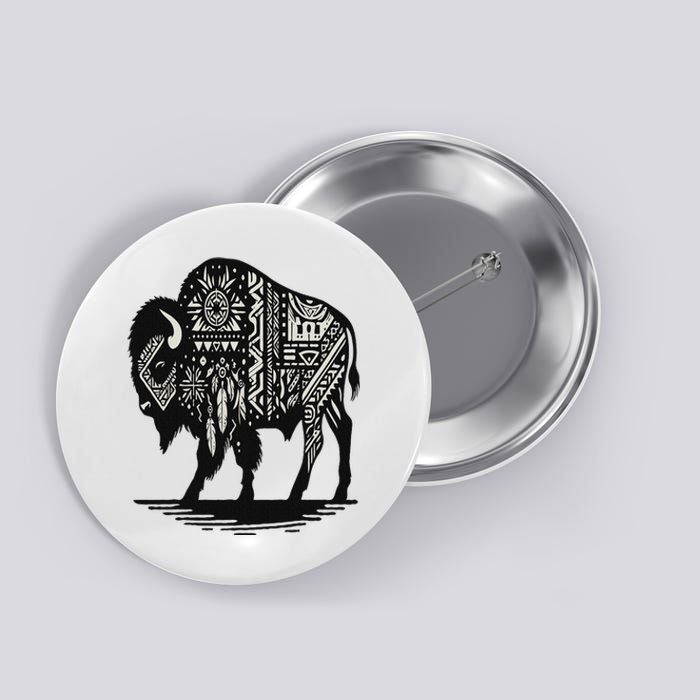 Bison Native American Button