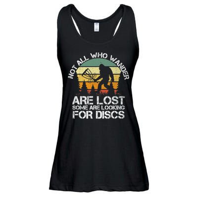 Bigfoot Not All Who Wander Are Lost Some Looking For Discs Ladies Essential Flowy Tank
