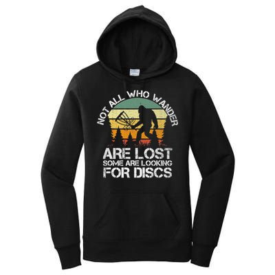 Bigfoot Not All Who Wander Are Lost Some Looking For Discs Women's Pullover Hoodie