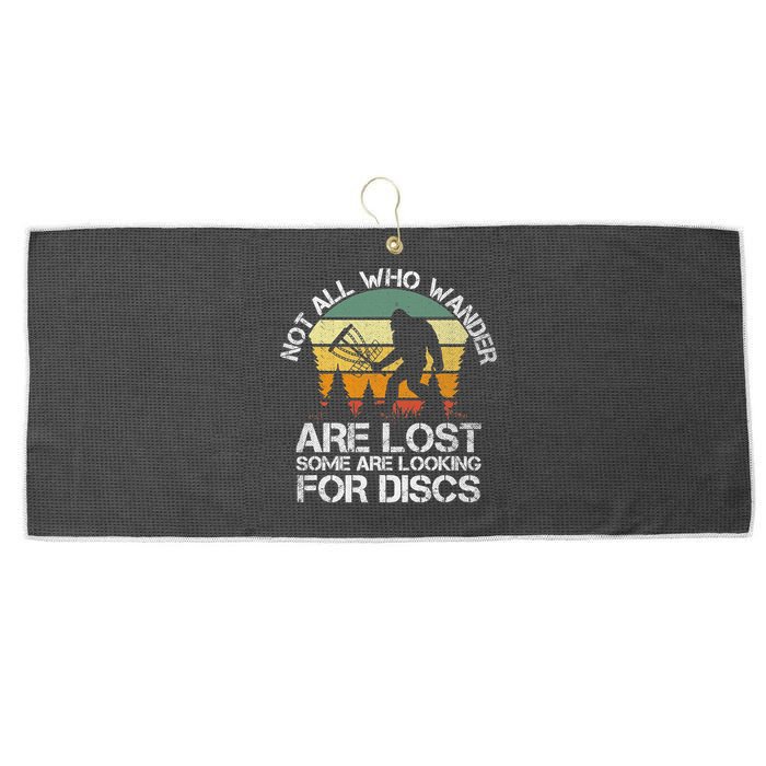 Bigfoot Not All Who Wander Are Lost Some Looking For Discs Large Microfiber Waffle Golf Towel