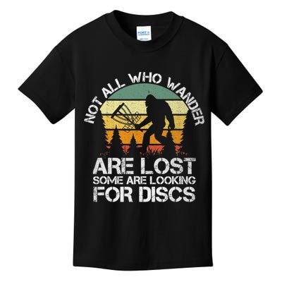 Bigfoot Not All Who Wander Are Lost Some Looking For Discs Kids T-Shirt
