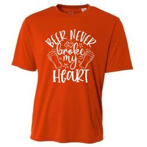 Beer Never Broke My Heart Funny Valentine's Day Meaningful Gift Cooling Performance Crew T-Shirt