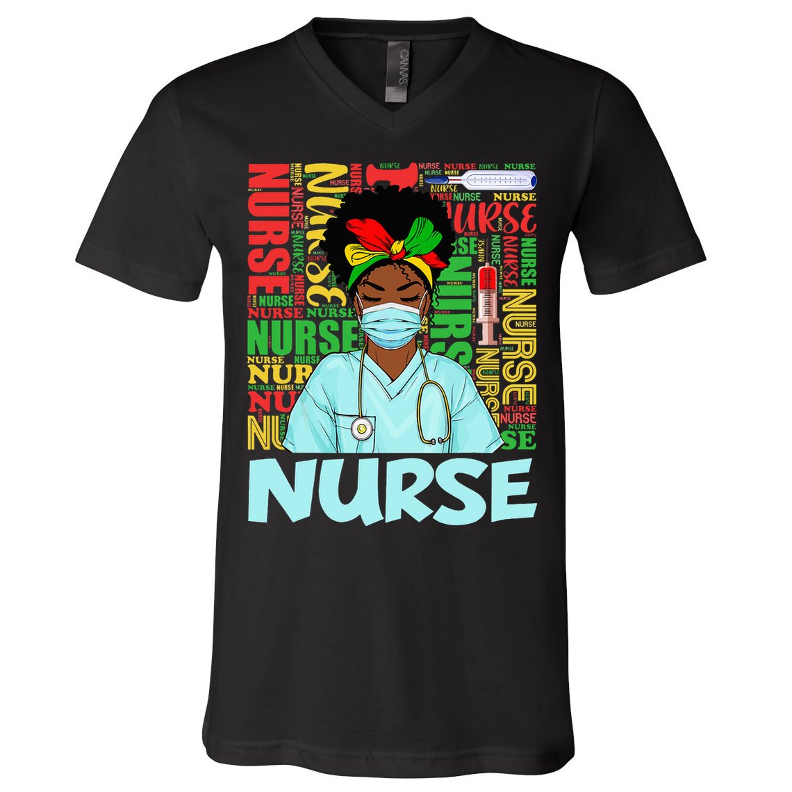 Black Nurse Black History Juneteenth Melanin V-Neck T-Shirt