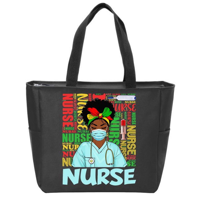 Black Nurse Black History Juneteenth Melanin Zip Tote Bag
