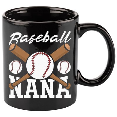 Baseball Nana Batter Sport Baseball Player Grandma Baseball 11oz C Handle Ceramic Mug