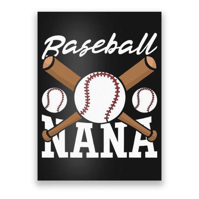 Baseball Nana Batter Sport Baseball Player Grandma Baseball Poster