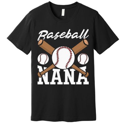 Baseball Nana Batter Sport Baseball Player Grandma Baseball Premium T-Shirt