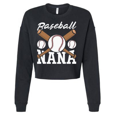 Baseball Nana Batter Sport Baseball Player Grandma Baseball Cropped Pullover Crew