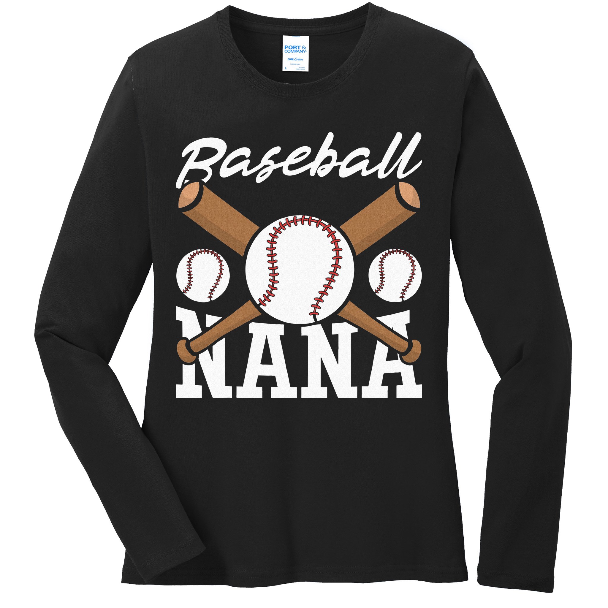 Baseball Nana Batter Sport Baseball Player Grandma Baseball Ladies Long Sleeve Shirt