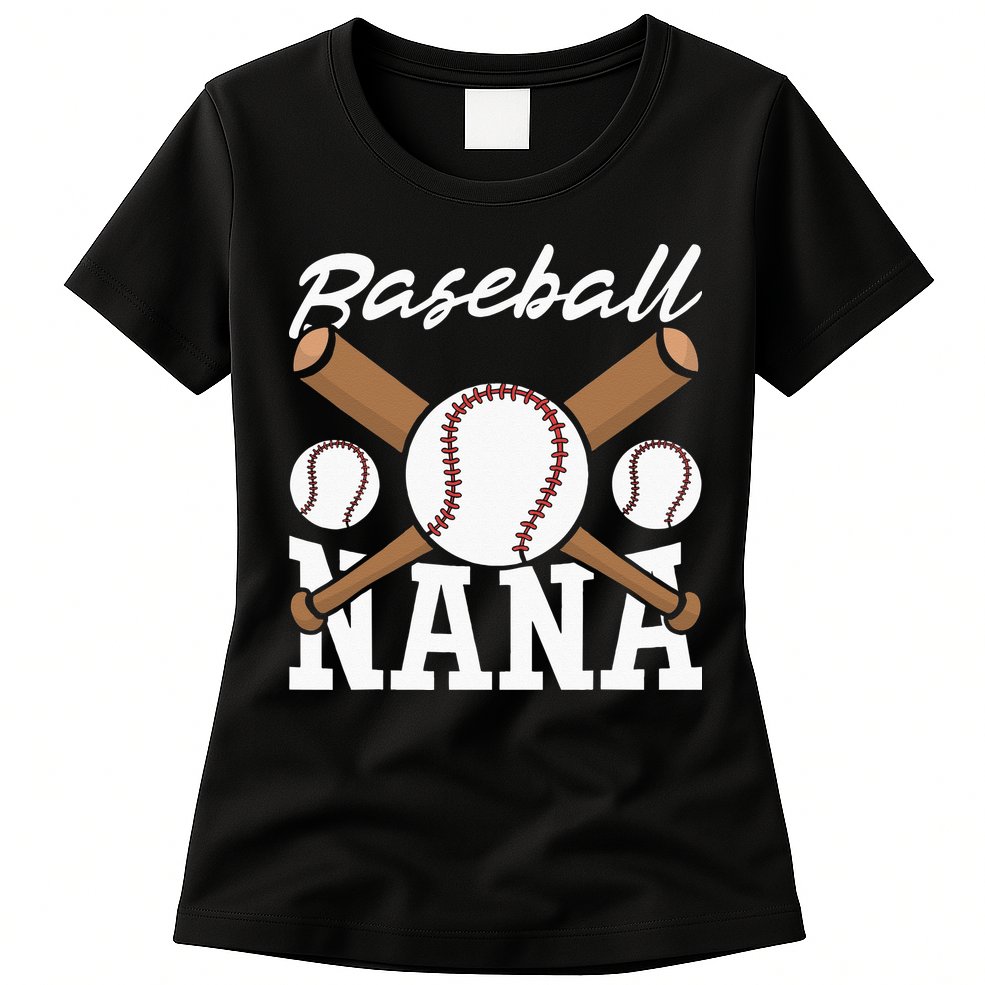 Baseball Nana Batter Sport Baseball Player Grandma Baseball Womens T-Shirt