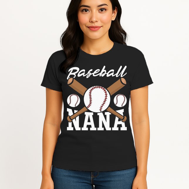 Baseball Nana Batter Sport Baseball Player Grandma Baseball Womens T-Shirt