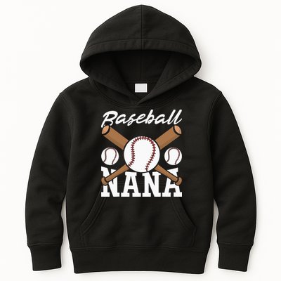 Baseball Nana Batter Sport Baseball Player Grandma Baseball Kids Hoodie