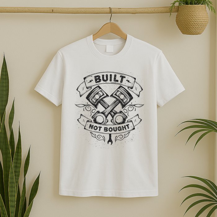 Built Not Bought Pistons Custom Vintage Car Mechanic T-Shirt