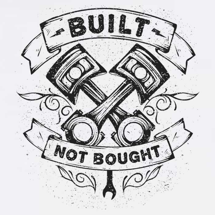 Built Not Bought Pistons Custom Vintage Car Mechanic Flat Bill Trucker Hat