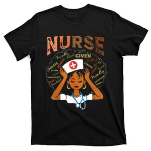 Black Nurse Black History Melanin Afro Woman Nursing T-Shirt