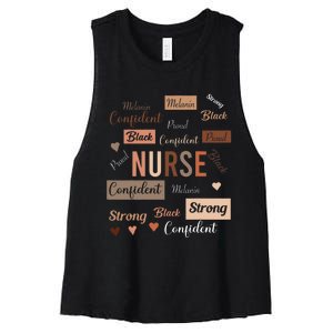 Black Nurse Black History Melanin Afro Woman Nursing Women's Racerback Cropped Tank