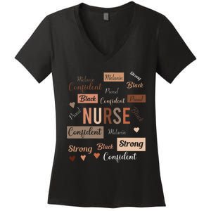 Black Nurse Black History Melanin Afro Woman Nursing Women's V-Neck T-Shirt