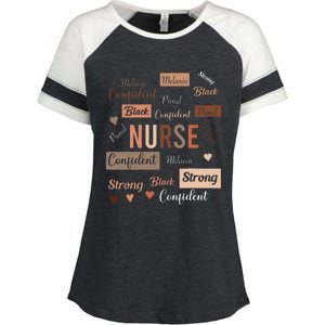 Black Nurse Black History Melanin Afro Woman Nursing Enza Ladies Jersey Colorblock Tee