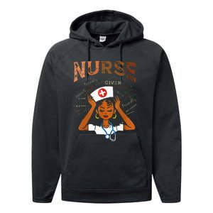 Black Nurse Black History Blm Melanin Afro Woman Nursing Performance Fleece Hoodie