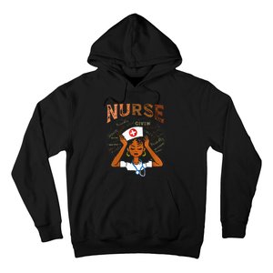 Black Nurse Black History Blm Melanin Afro Woman Nursing Hoodie