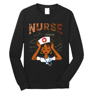 Black Nurse Black History Blm Melanin Afro Woman Nursing Long Sleeve Shirt