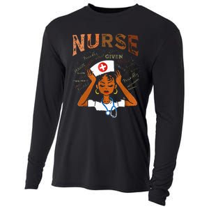 Black Nurse Black History Blm Melanin Afro Woman Nursing Cooling Performance Long Sleeve Crew