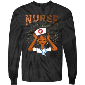 Black Nurse Black History Blm Melanin Afro Woman Nursing Tie-Dye Long Sleeve Shirt