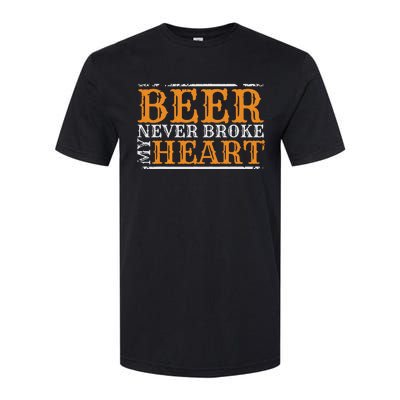 Beer Never Broke My Heart Funny Drinking Lovers Softstyle CVC T-Shirt