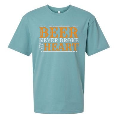 Beer Never Broke My Heart Funny Drinking Lovers Sueded Cloud Jersey T-Shirt