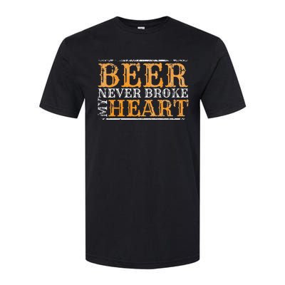 Beer Never Broke My Heart Funny Drinking Softstyle CVC T-Shirt