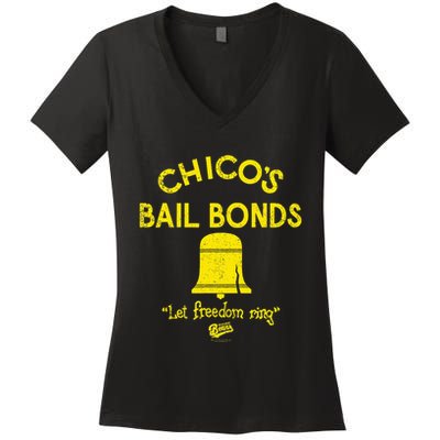 Bad News Bears Chicos Bail Bonds Women's V-Neck T-Shirt