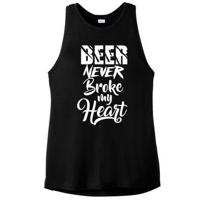 Beer Never Broke My Heart Gift Ladies PosiCharge Tri-Blend Wicking Tank