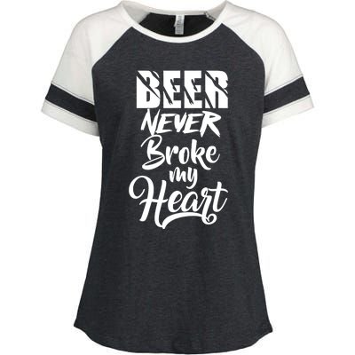 Beer Never Broke My Heart Gift Enza Ladies Jersey Colorblock Tee