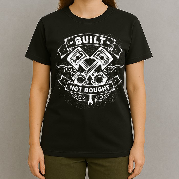 Built Not Bought Mechanic Pistons Custom Vintage Clothing T-Shirt