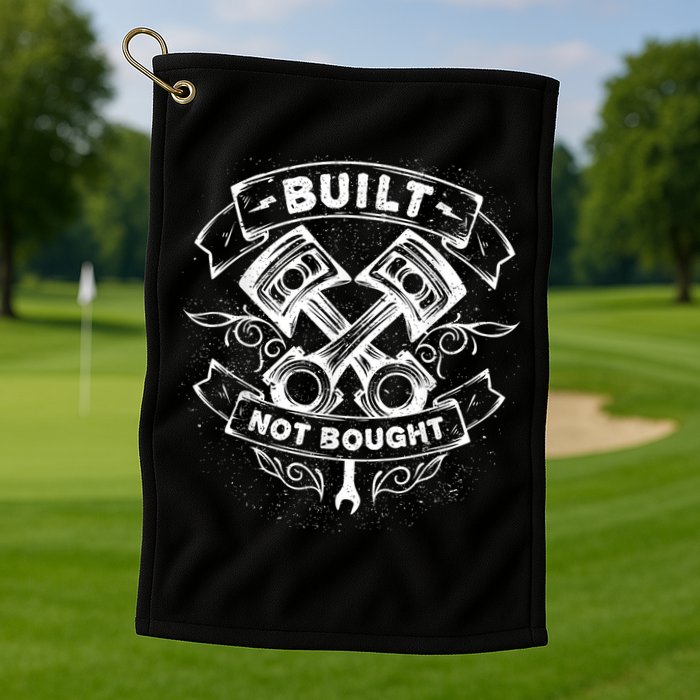 Built Not Bought Mechanic Pistons Custom Vintage Clothing Golf Towel
