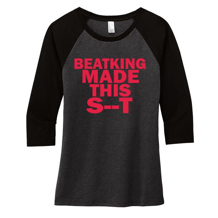 Beatking New Women's Tri-Blend 3/4-Sleeve Raglan Shirt