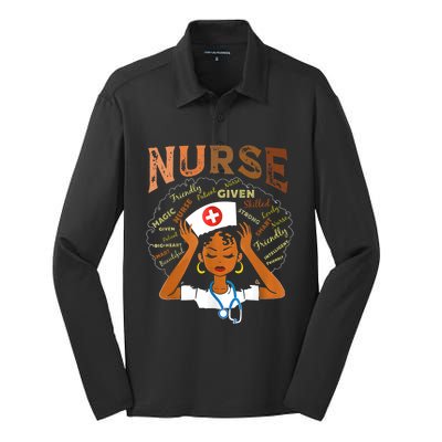 Black Nurse Black History Blm Melanin Afro Woman Nursing Silk Touch Performance Long Sleeve Polo