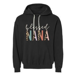 Blessed Nana Cute Leopard funny mother's day Garment-Dyed Fleece Hoodie