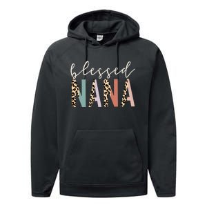 Blessed Nana Cute Leopard funny mother's day Performance Fleece Hoodie