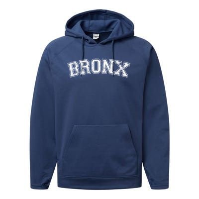 Bronx Ny Classic Vintage Style New York City Gift Cute Gift Performance Fleece Hoodie