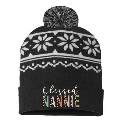 Blessed Nannie Cute Leopard Print USA-Made Snowflake Beanie