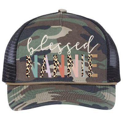 Blessed Nannie Cute Leopard Print Retro Rope Trucker Hat Cap