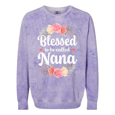 Blessed Nana Christian Grandma Floral MotherS Day Colorblast Crewneck Sweatshirt