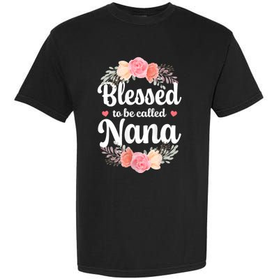 Blessed Nana Christian Grandma Floral MotherS Day Garment-Dyed Heavyweight T-Shirt