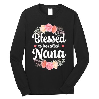 Blessed Nana Christian Grandma Floral MotherS Day Long Sleeve Shirt