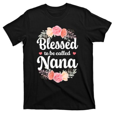 Blessed Nana Christian Grandma Floral MotherS Day T-Shirt